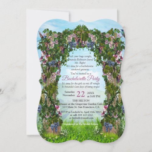 Climbing Grapevines  Honeysuckles Flowers Invitation