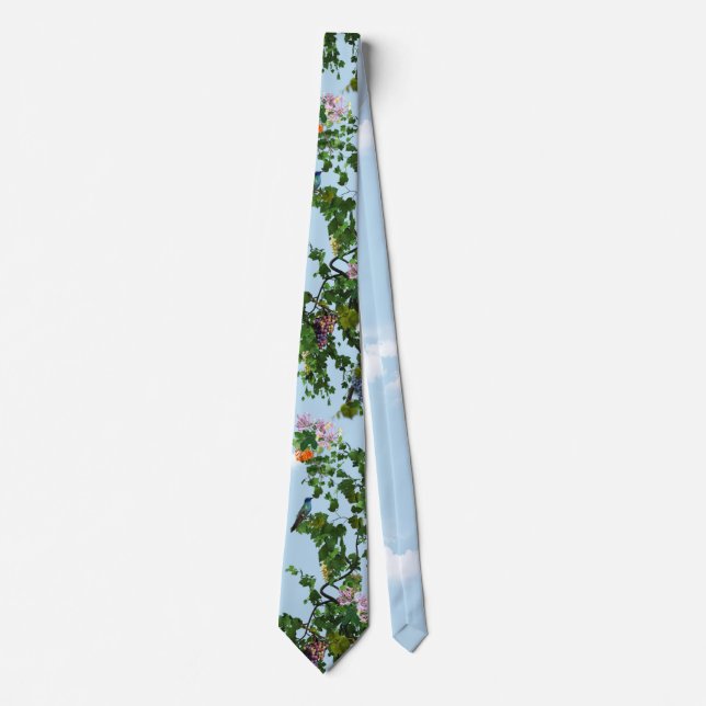 Climbing grapevines & honeysuckles flowers neck tie (Front)