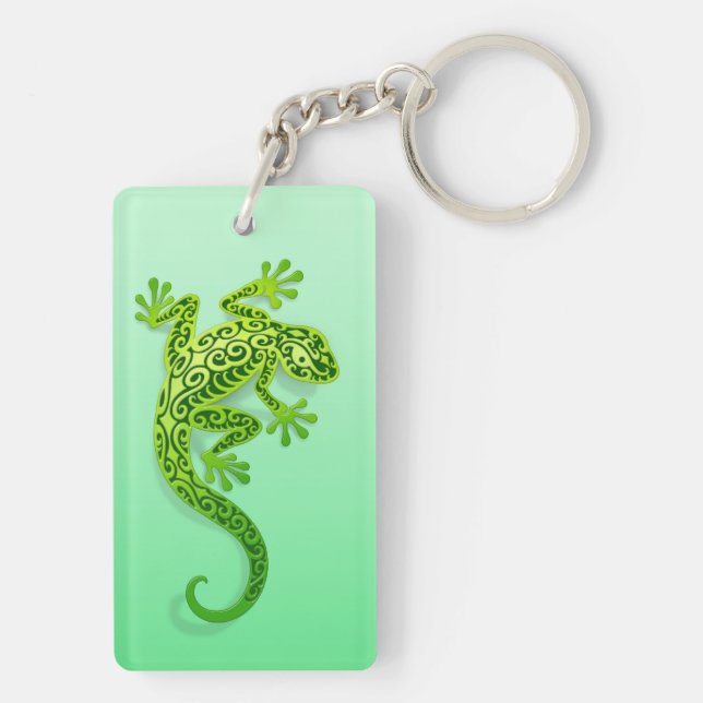 Climbing Green Gecko Keychain (Back)