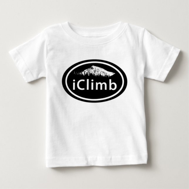 Climbing "iClimb" Oval Mountain Tag Baby T-Shirt (Front)