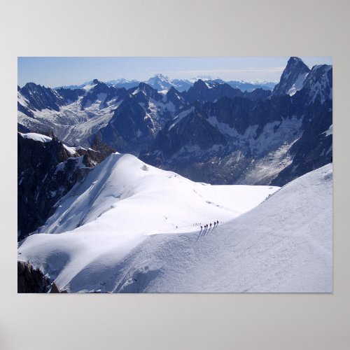 Climbing in massive Mont Blanc Chamonix France Poster