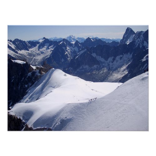 Climbing in massive Mont Blanc Chamonix France Poster