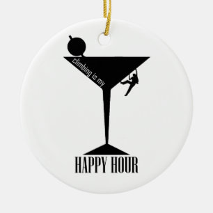 Climbing Is My Happy Hour Ceramic Ornament