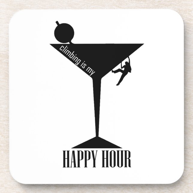 Climbing Is My Happy Hour Drink Coaster (Front)