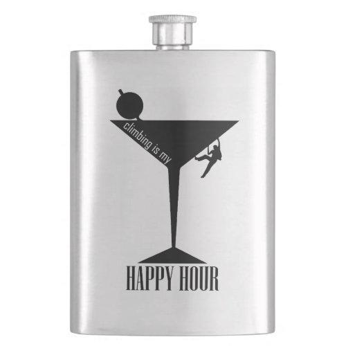Climbing Is My Happy Hour Flask