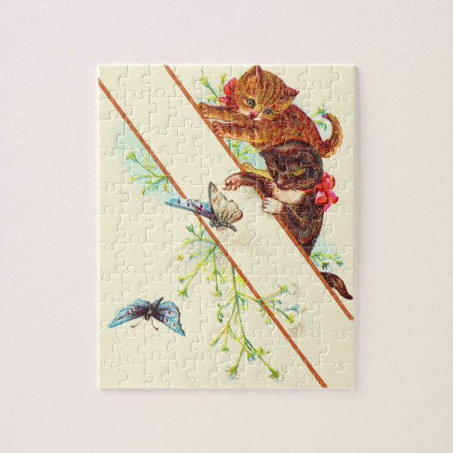 climbing kittens and butterflies jigsaw puzzle (Vertical)
