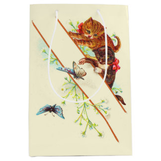 climbing kittens and butterflies medium gift bag