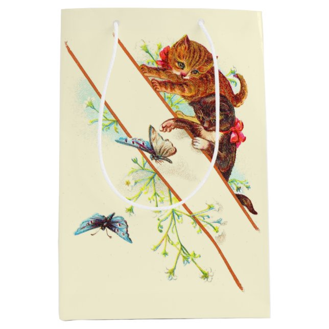 climbing kittens and butterflies medium gift bag (Front)