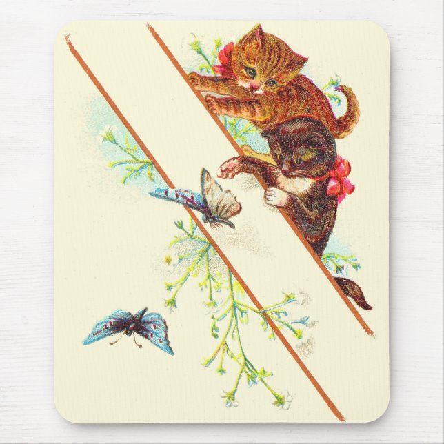 climbing kittens and butterflies mouse pad (Front)
