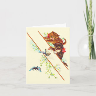climbing kittens and butterflies print note card