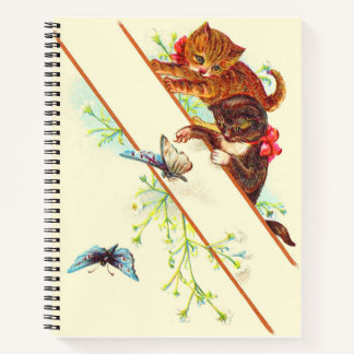 climbing kittens and butterflies print notebook