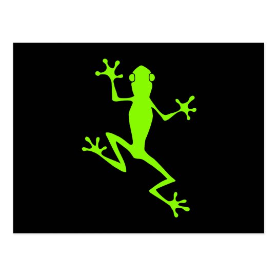 Climbing Lime Green Frog Silhouette Postcard