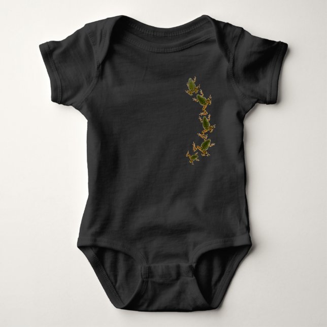 Climbing Line Of Frogs Baby Bodysuit (Front)