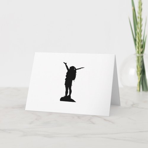 Climbing mountain girl silhouette card