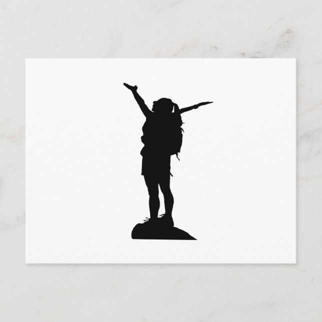 Climbing mountain girl silhouette postcard (Front)