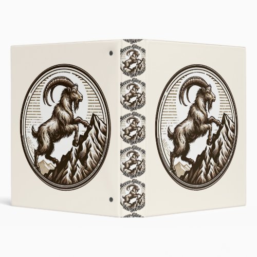 Climbing Mountain Goat Capricorn Birthday Zodiac 3 Ring Binder