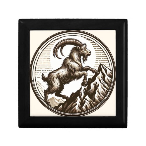 Climbing Mountain Goat Capricorn Birthday Zodiac Gift Box