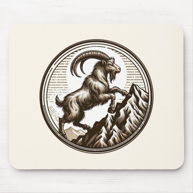 Climbing Mountain Goat Capricorn Birthday Zodiac Mouse Pad (Front)