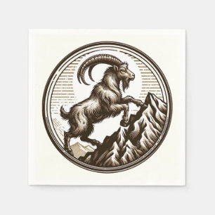 Climbing Mountain Goat Capricorn Birthday Zodiac Napkins