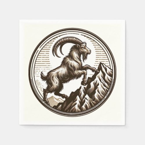 Climbing Mountain Goat Capricorn Birthday Zodiac  Napkins