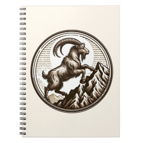 Climbing Mountain Goat Capricorn Birthday Zodiac Notebook