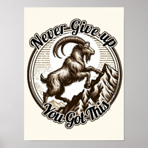 Climbing Mountain Goat Capricorn Birthday Zodiac Poster