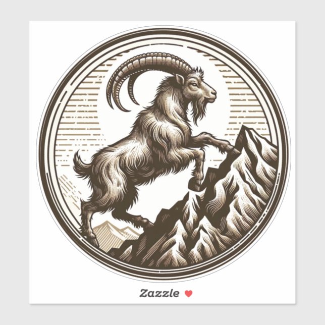 Climbing Mountain Goat Capricorn Birthday Zodiac Sticker (Sheet)