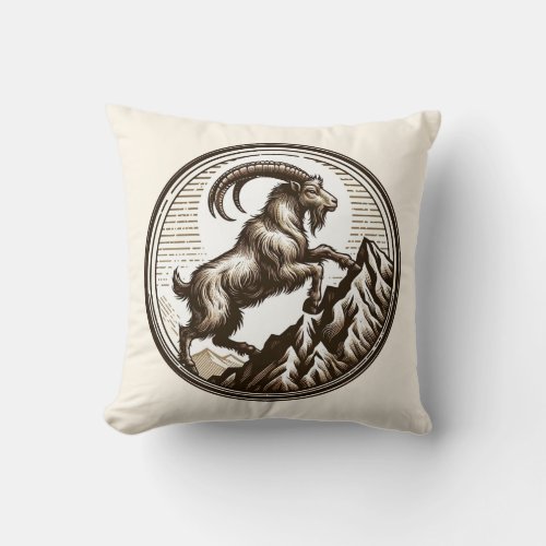 Climbing Mountain Goat Capricorn Birthday Zodiac Throw Pillow