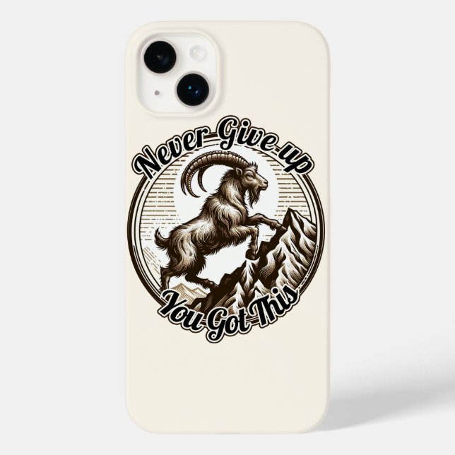 Climbing Mountain Goat Capricorn Never Give Up  Case-Mate iPhone Case (Back)