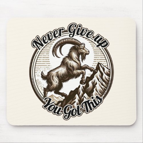 Climbing Mountain Goat Capricorn Never Give Up  Mouse Pad