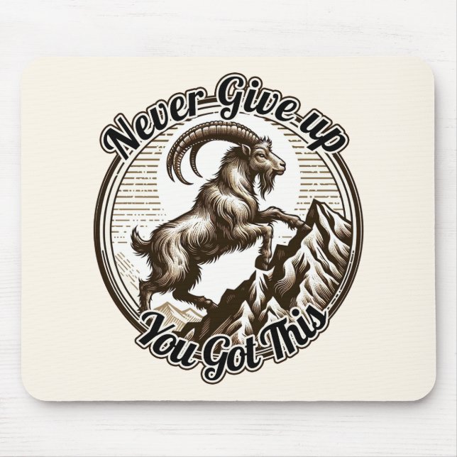 Climbing Mountain Goat Capricorn Never Give Up  Mouse Pad (Front)
