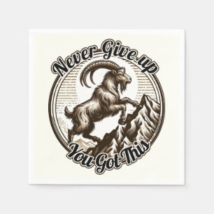 Climbing Mountain Goat Capricorn Never Give Up Napkins