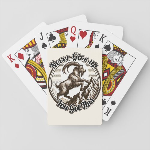 Climbing Mountain Goat Capricorn Never Give Up  Poker Cards