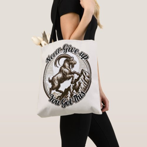 Climbing Mountain Goat Capricorn Never Give Up  Tote Bag
