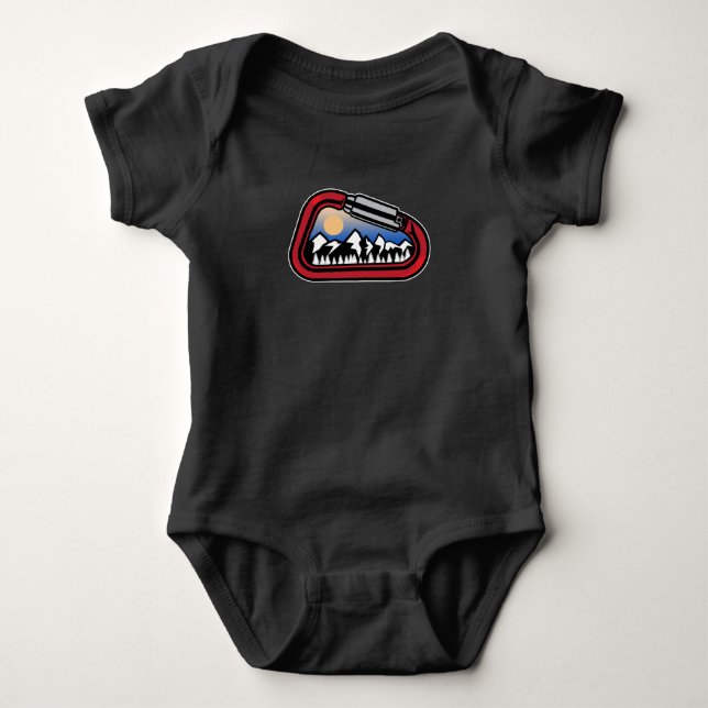 Climbing Mountain Rock Carabiner Bouldering Baby Bodysuit (Front)
