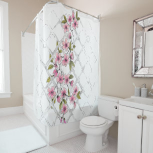 Climbing Pink Flower Shower Curtain