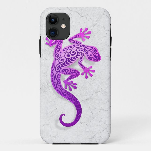 Climbing Purple Gecko on a White Wall Case-Mate iPhone Case (Back)