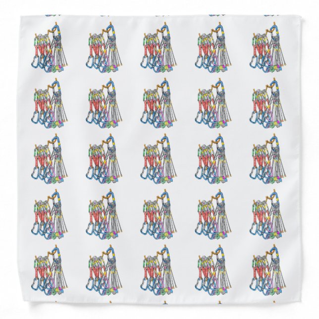 Climbing rack or quickdraws and wires bandana (Front)