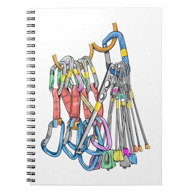 Climbing rack or quickdraws and wires notebook (Front)