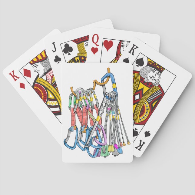 Climbing rack or quickdraws and wires poker cards (Back)