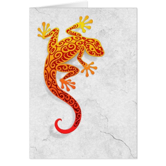 Climbing Red Gecko on a White Wall Cards (Front)