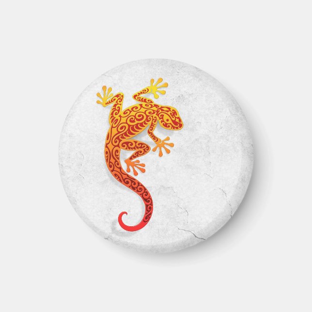 Climbing Red Gecko on a White Wall Magnet (Front)