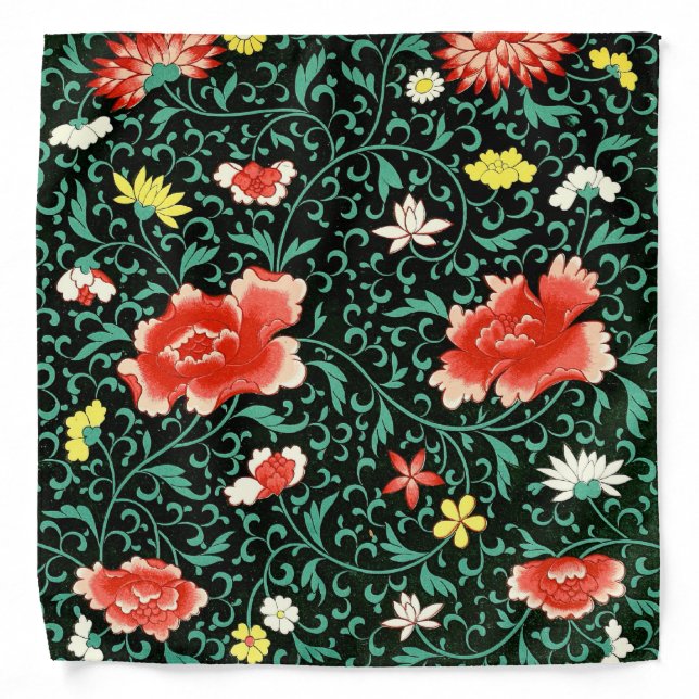 Climbing Rose Pattern Bandana (Front)