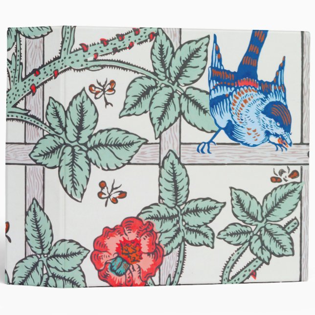 Climbing Rose & Small Bird, William Morris 3 Ring Binder (Front/Spine)