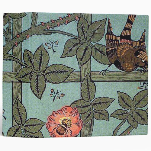 Climbing Rose  Small Bird William Morris 3 Ring Binder