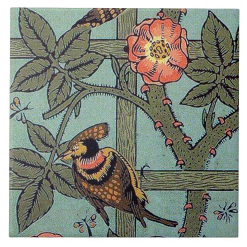 Climbing Rose  Small Bird William Morris Ceramic Tile