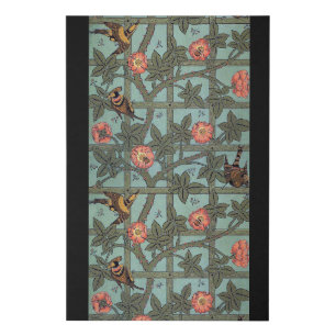 Climbing Rose & Small Bird, William Morris Faux Canvas Print