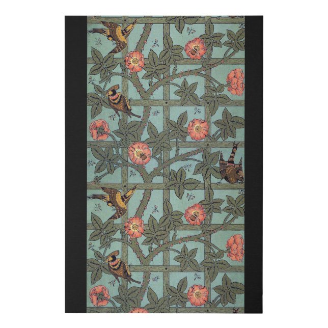 Climbing Rose & Small Bird, William Morris Faux Canvas Print (Front)
