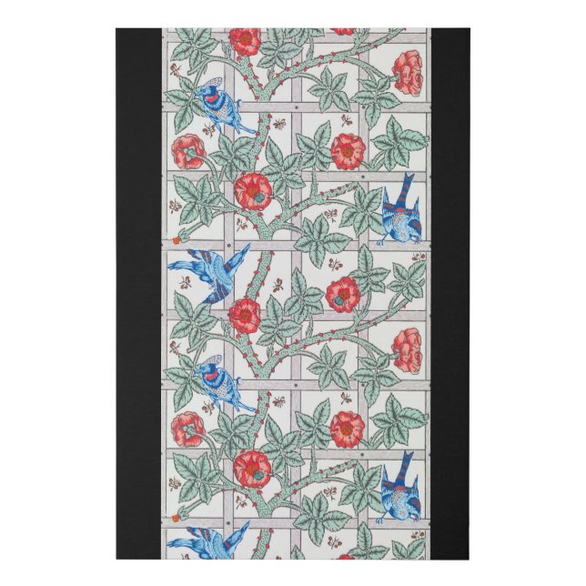 Climbing Rose & Small Bird, William Morris Faux Canvas Print (Front)