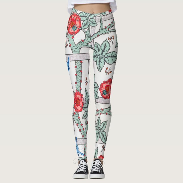 Climbing Rose & Small Bird, William Morris Leggings (Front)